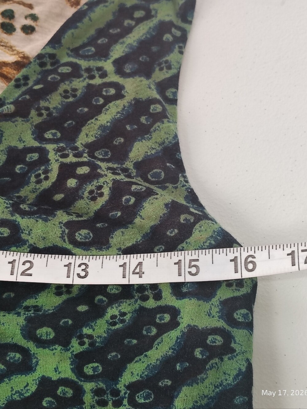 Anthropologie Vanessa Virginia Green Tan Batik Tank Size S ARTSY LAGENLOOK BOHO - Picture 5 of 7